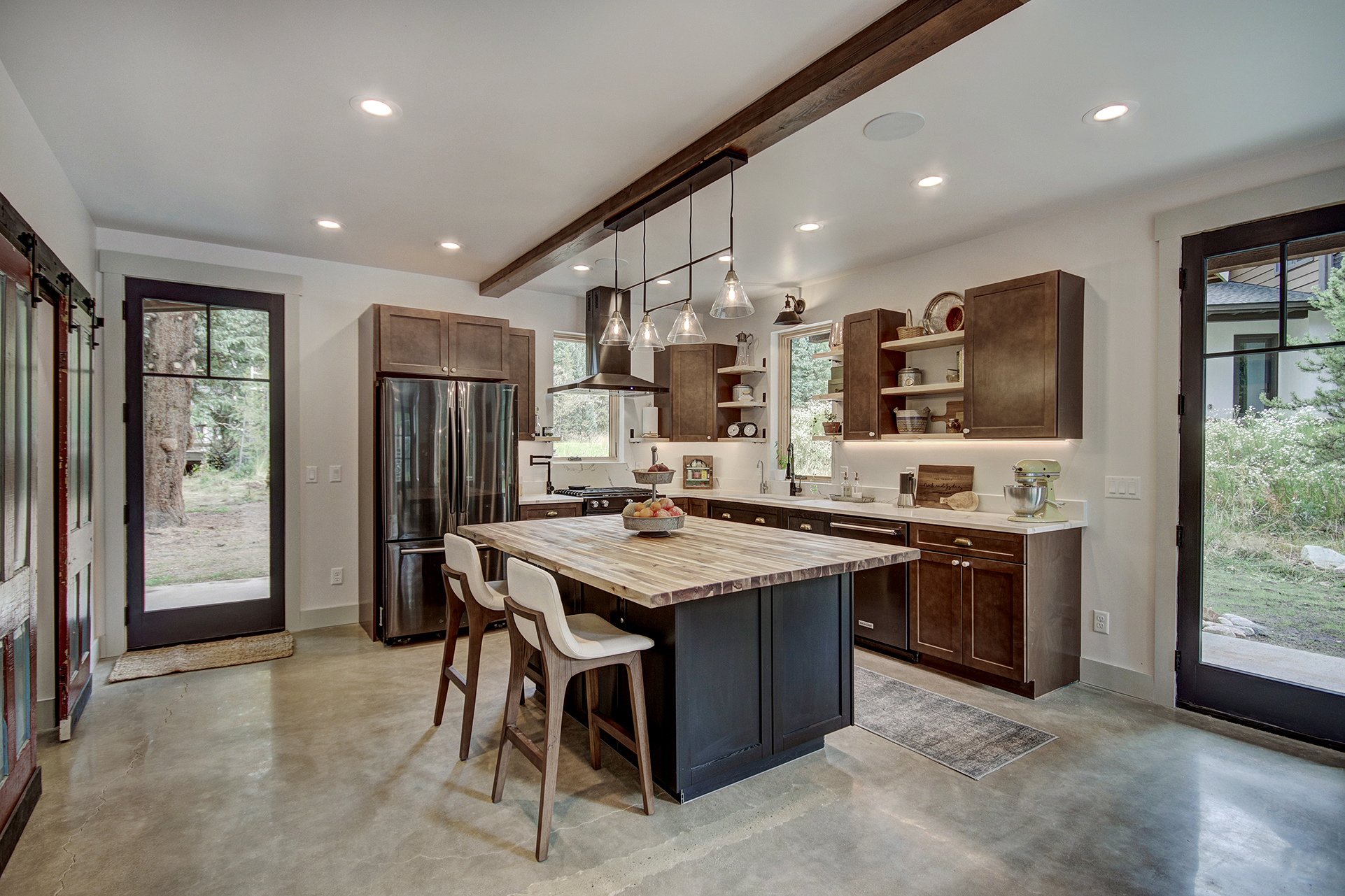 Luxe Living Rentals - White Kitchen with Wood Accent - Colorado Luxury Living
